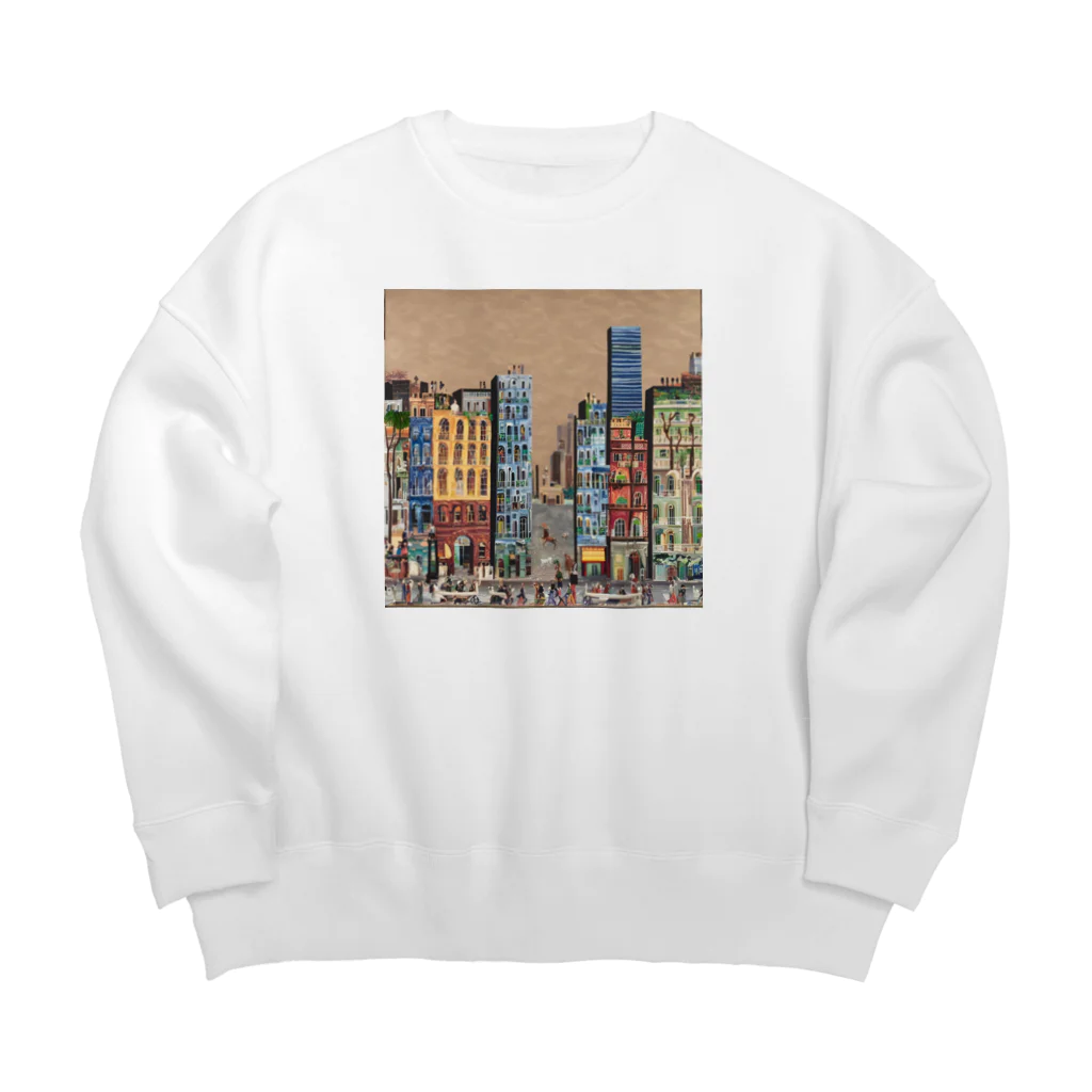 ヲシラリカの油絵　知らない都市の風景　ノスタルジー Big Crew Neck Sweatshirt