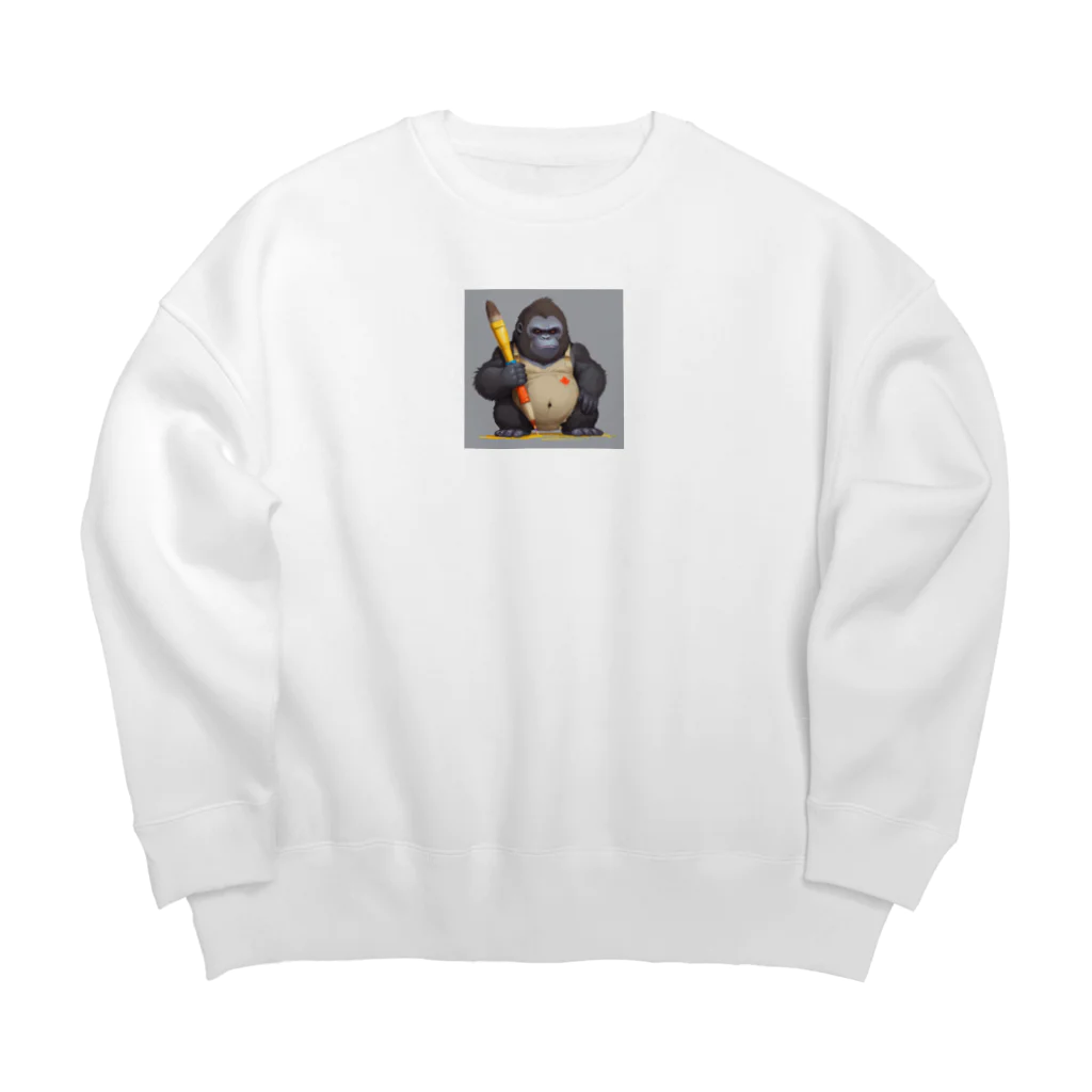 ganeshaのおもちゃのペイントブラシでかわいいゴリラに出会おう Big Crew Neck Sweatshirt