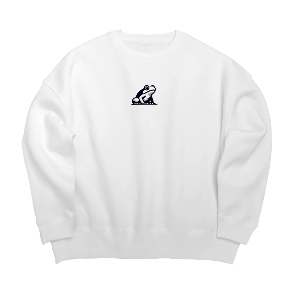 ととのいカエルのモノクロカエルくん Big Crew Neck Sweatshirt