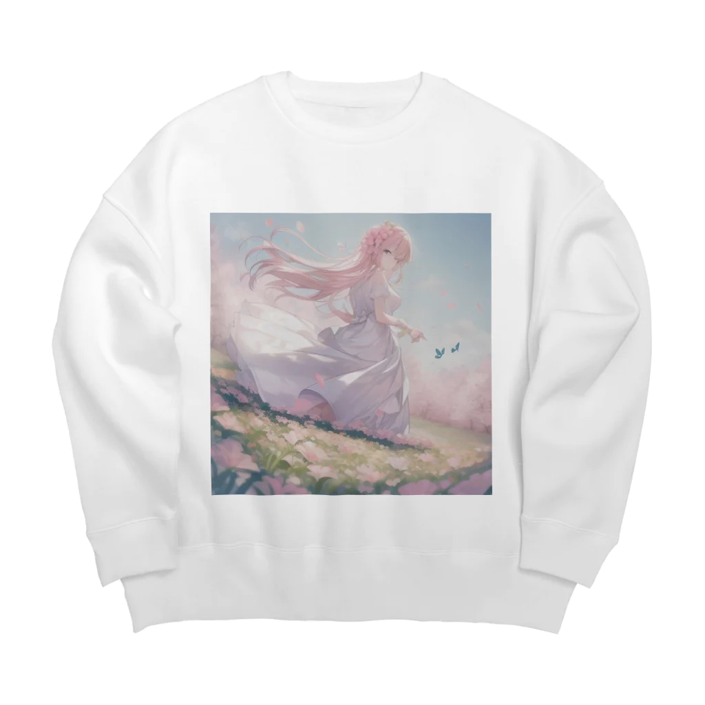 R-mayの草原の少女 Big Crew Neck Sweatshirt