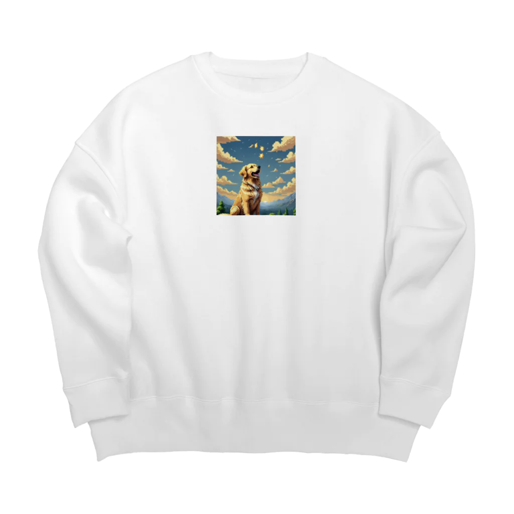 kinnirono-inuの夕焼けとゴールデンレトリバー Big Crew Neck Sweatshirt