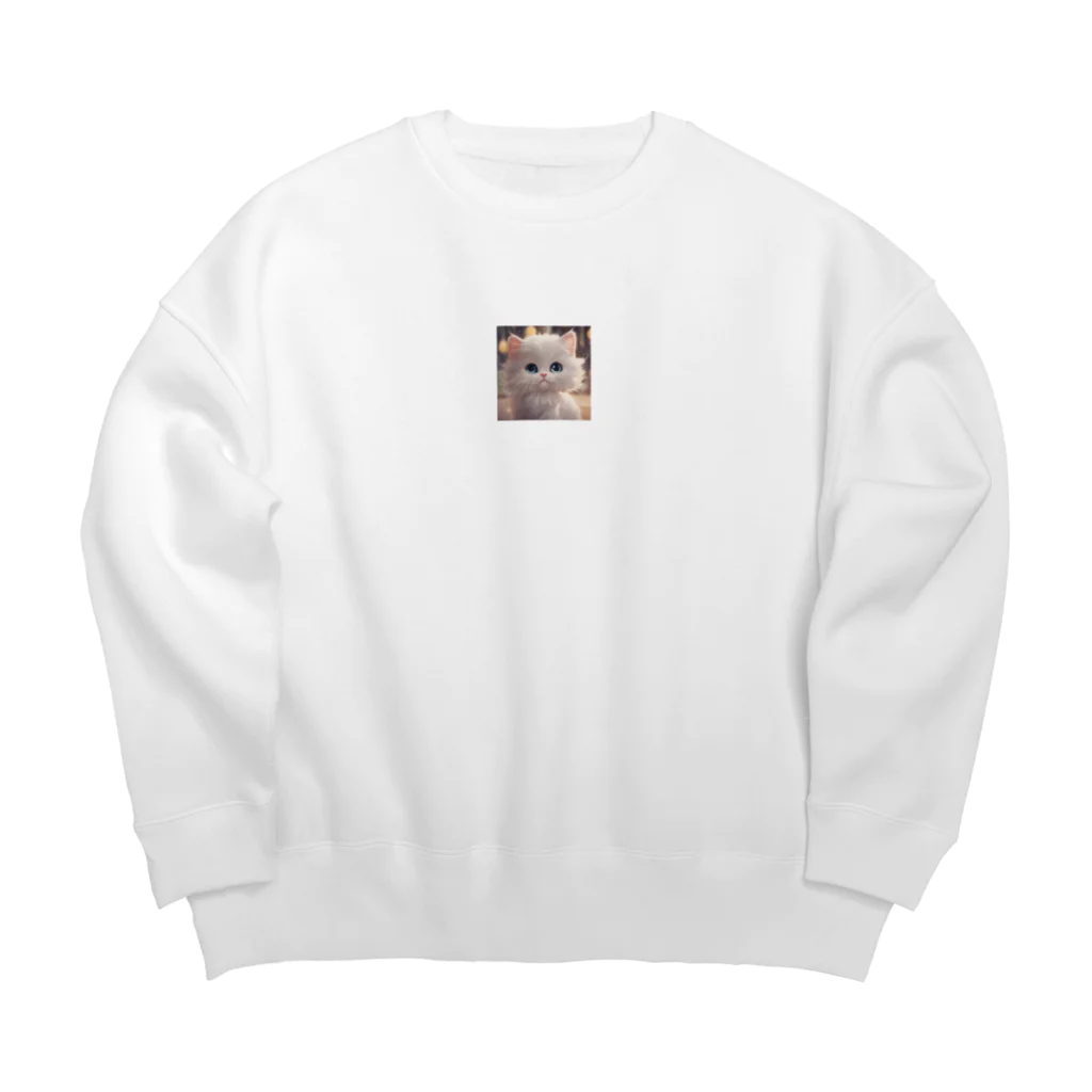 幸運招来の猫ちゃん Big Crew Neck Sweatshirt