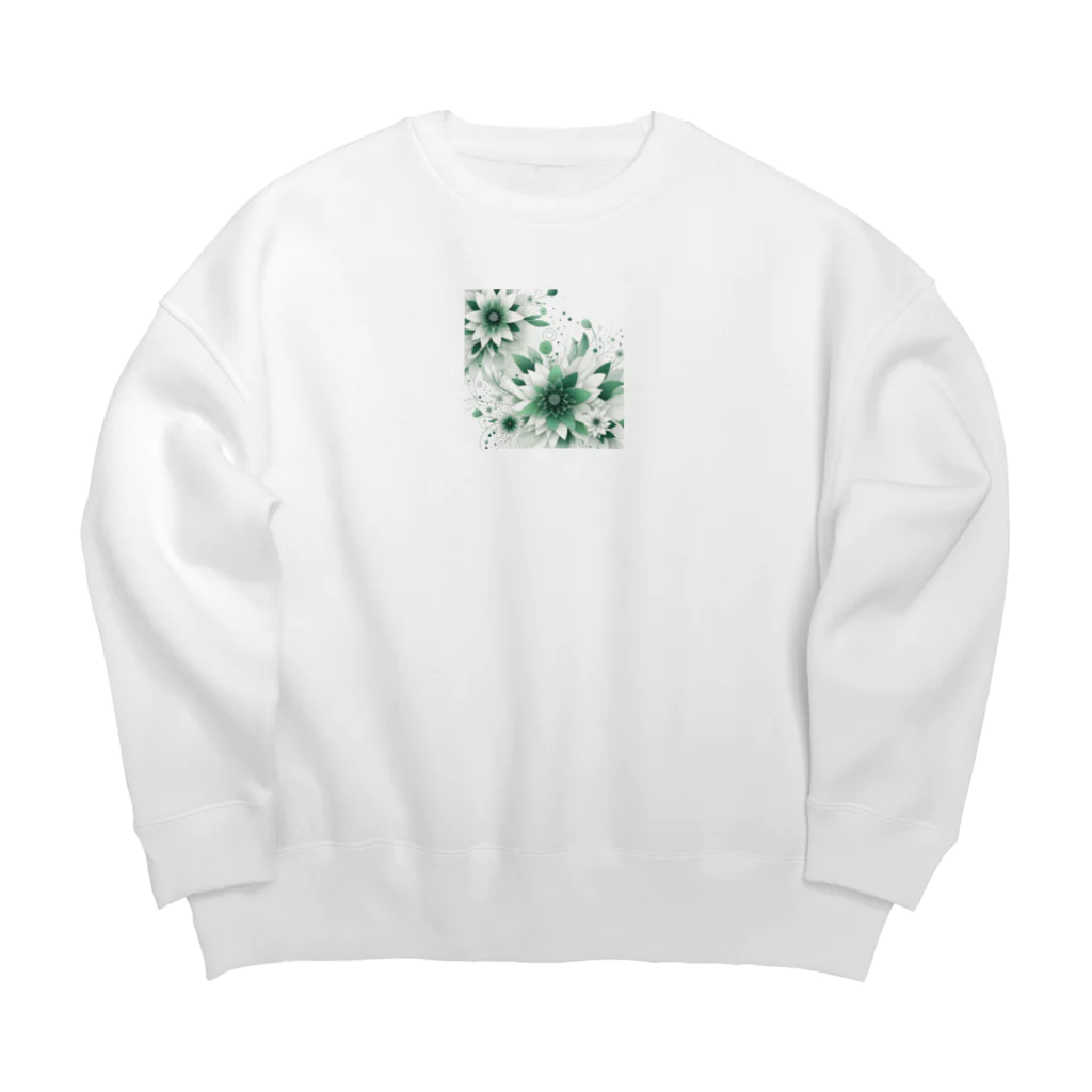 アミュペンの数学的なデザインを持つ緑と白の花 Big Crew Neck Sweatshirt