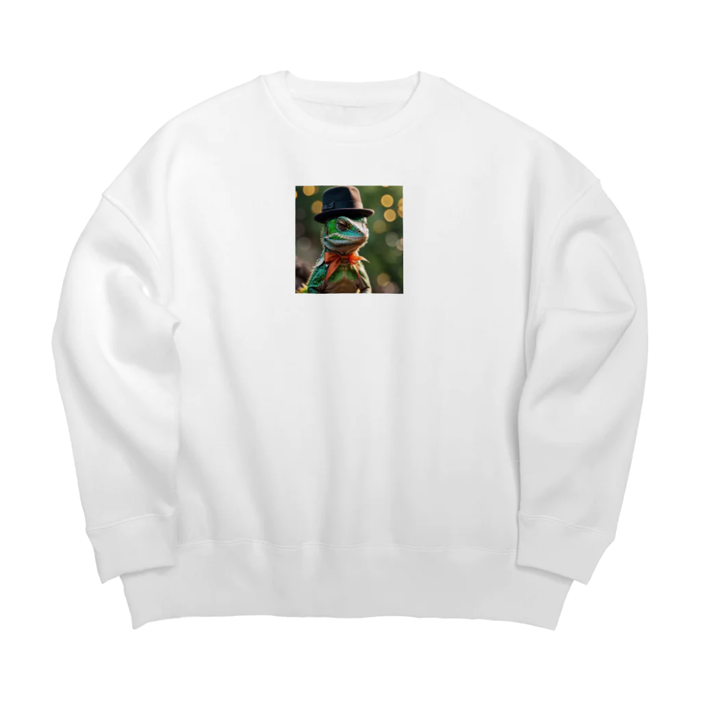 yamonokimotiのハット帽ヤモリ Big Crew Neck Sweatshirt