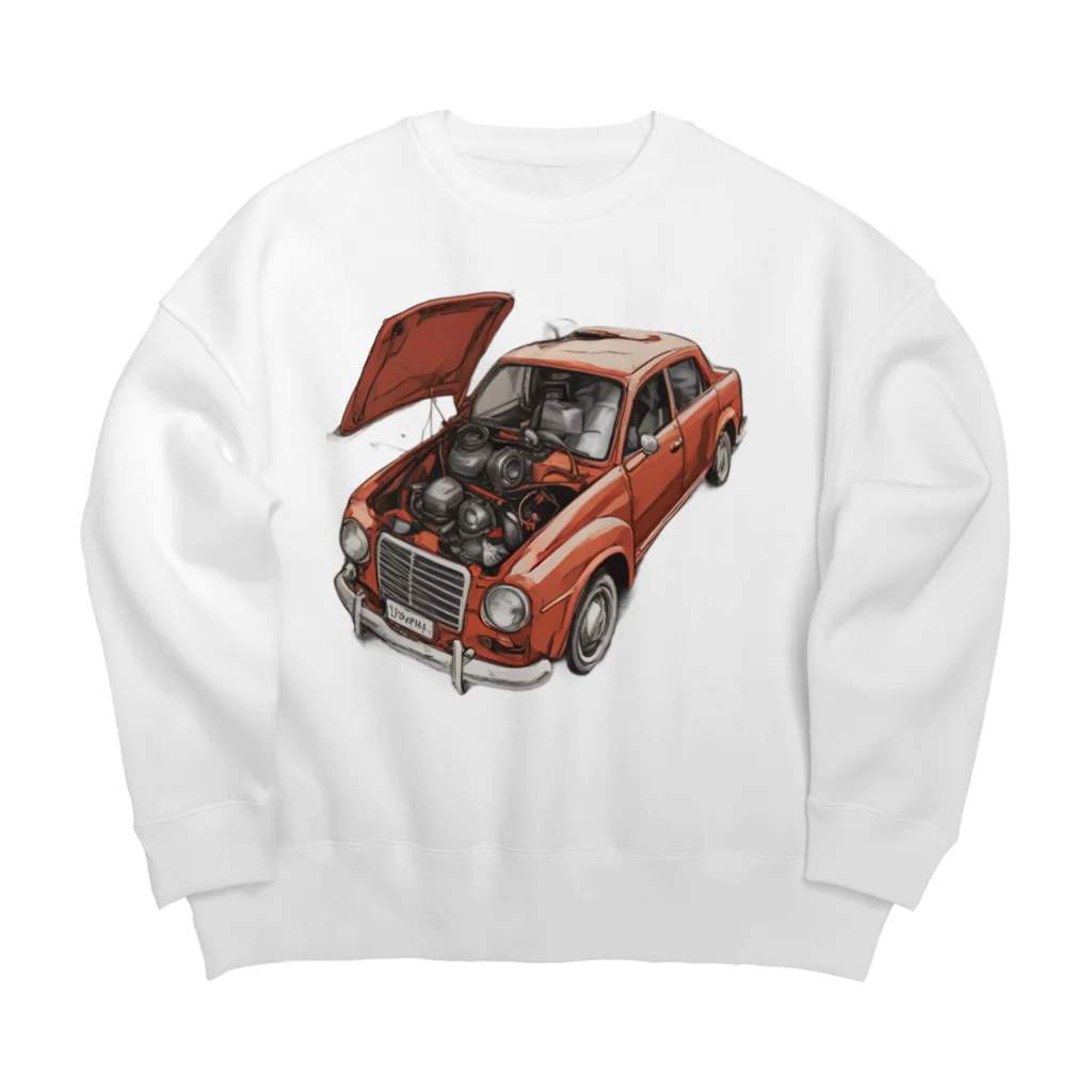 River book designのスポーティな赤い車がセンターに駐車。 Big Crew Neck Sweatshirt