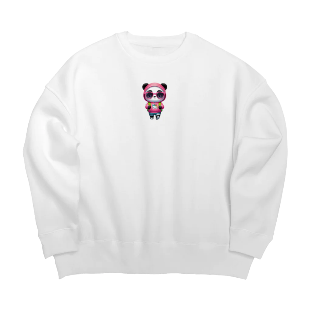 ソラノカナタのパンダ　パーカー　ピンク Big Crew Neck Sweatshirt