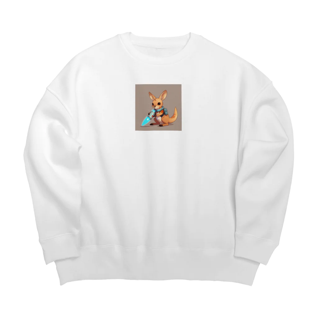 ganeshaのおもちゃの宇宙船でかわいいカンガルーに会おう Big Crew Neck Sweatshirt