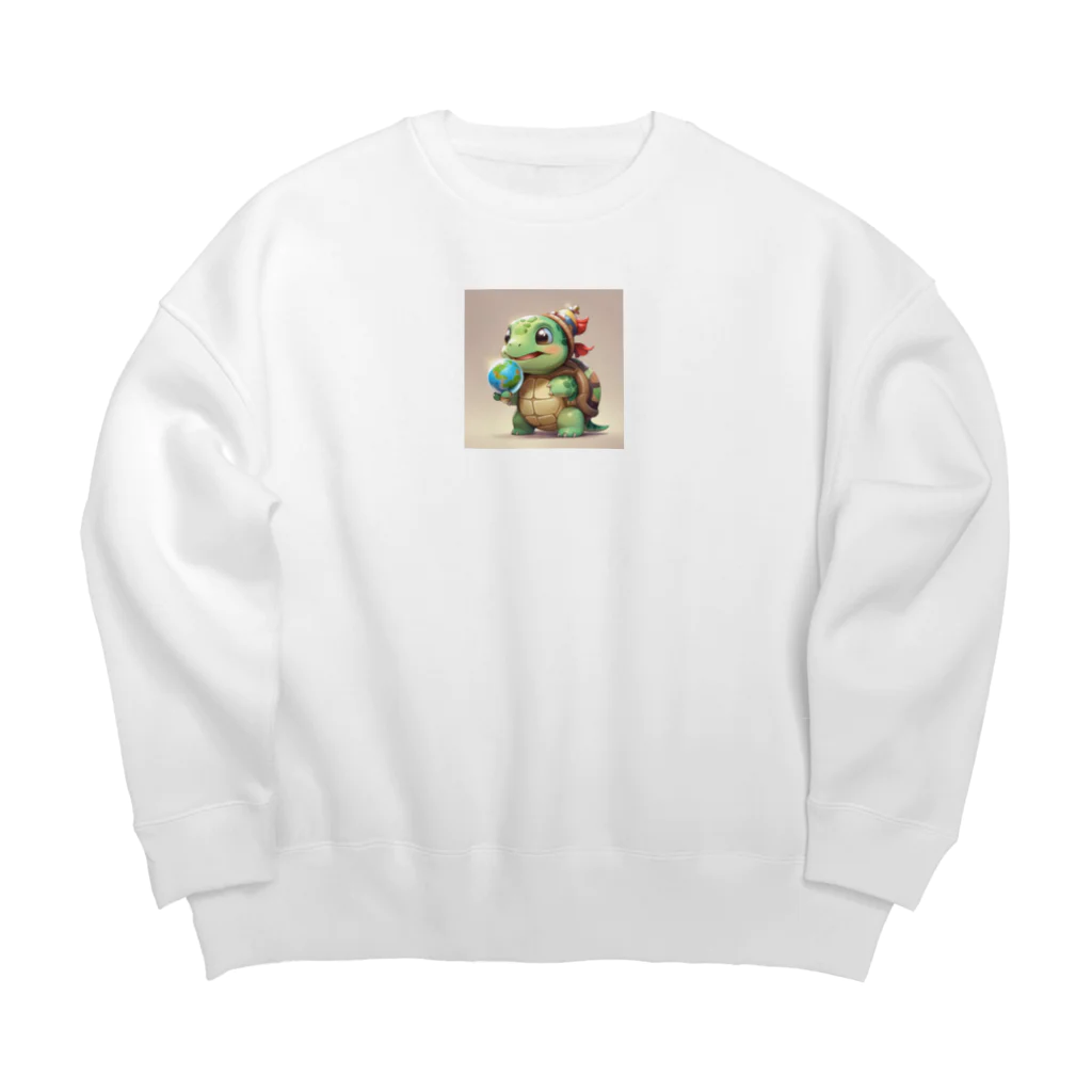 ganeshaのおもちゃの球体を持つかわいいカメ Big Crew Neck Sweatshirt