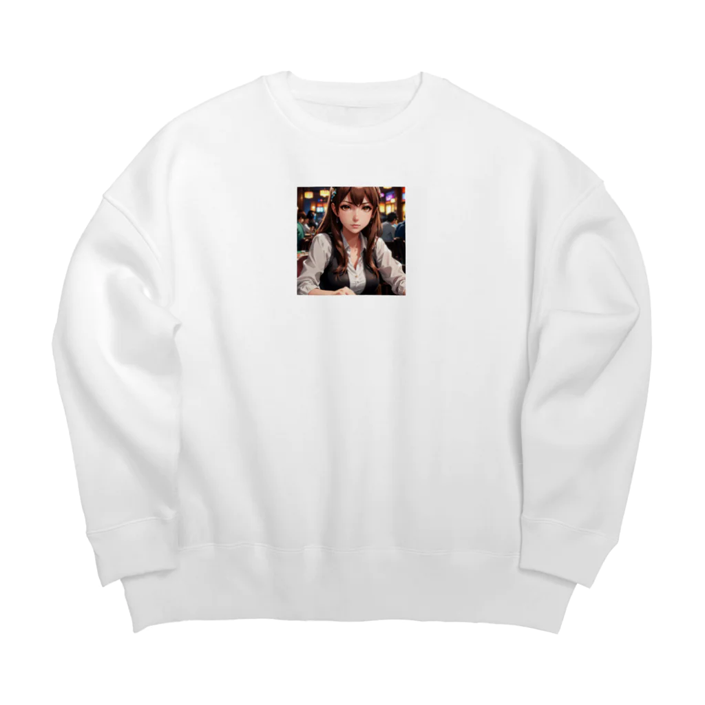 WWWmaのポーカー美少女さや Big Crew Neck Sweatshirt