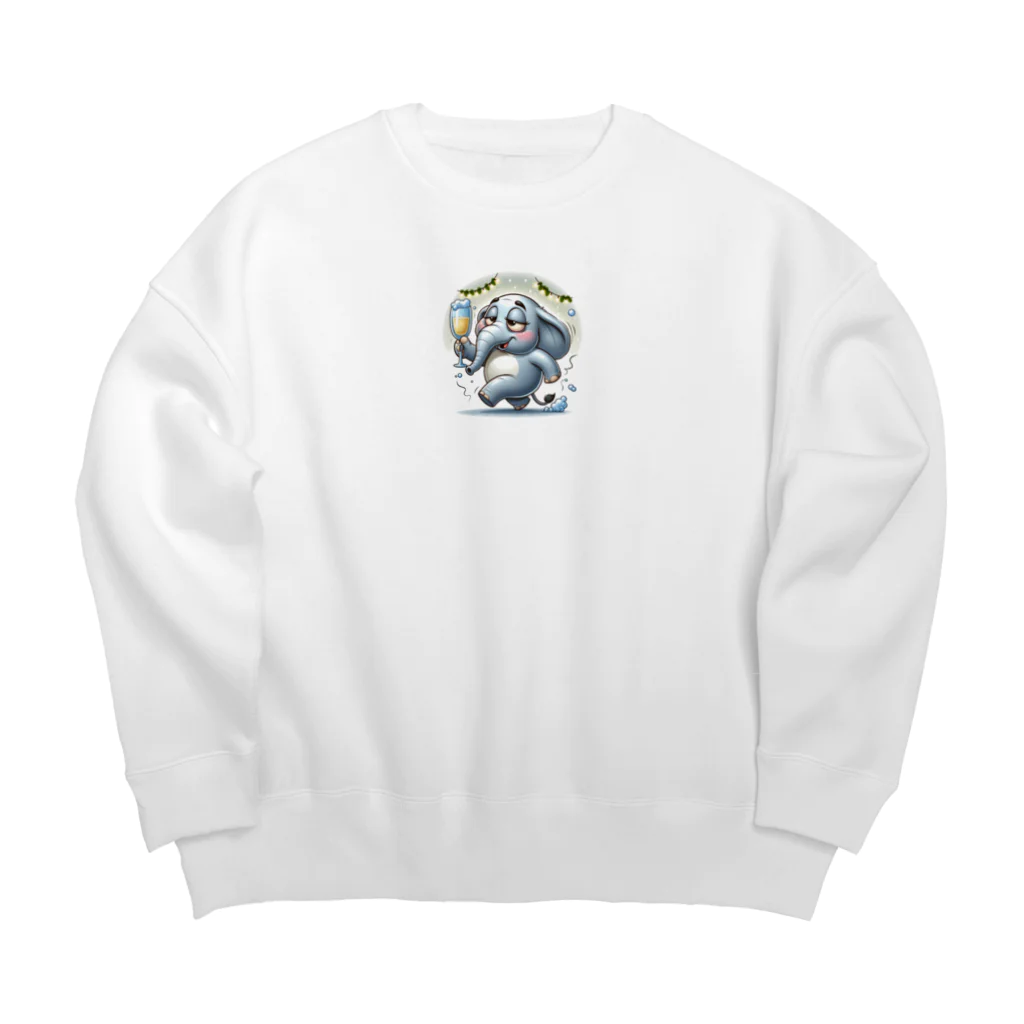 mira-shopのほろ酔いゾウさん Big Crew Neck Sweatshirt