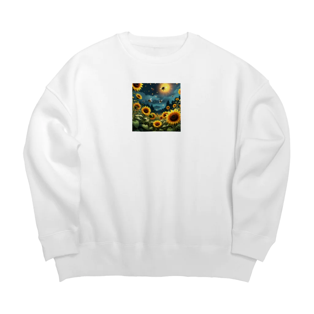 Sunbathingのヒマワリと共に飛ぶ蛍 Big Crew Neck Sweatshirt