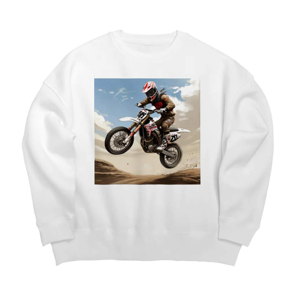 Bikers' Galleryのモトクロス ジャンプシーン アート オフロード バイク Big Crew Neck Sweatshirt