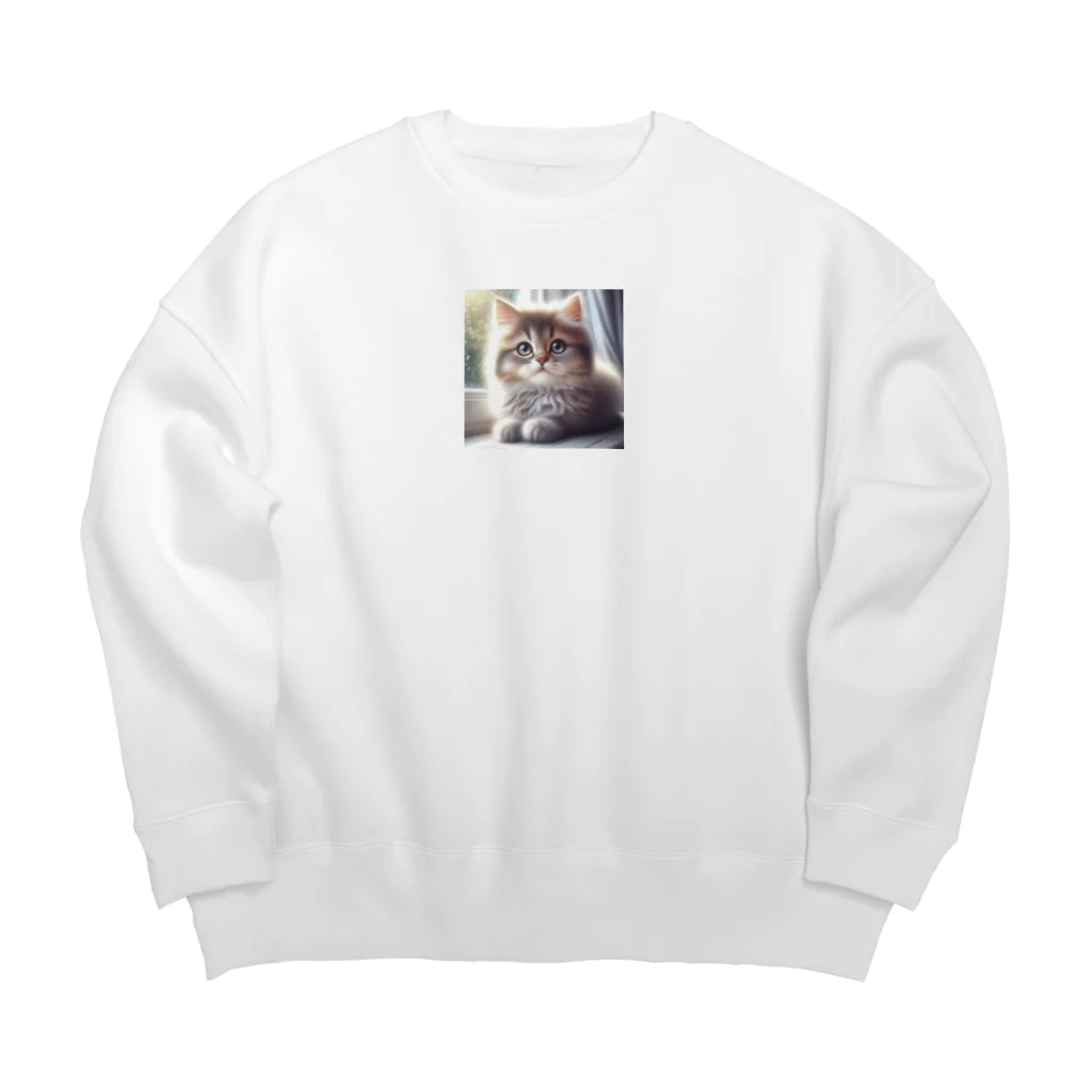 harumama04の子猫のキャラクターグッズです。 Big Crew Neck Sweatshirt