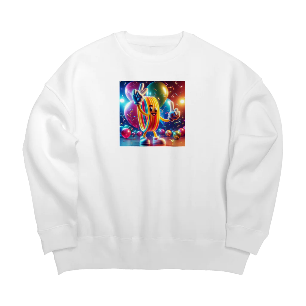 らばーばんどすとあの人型輪ゴム【イラスト風】 Big Crew Neck Sweatshirt