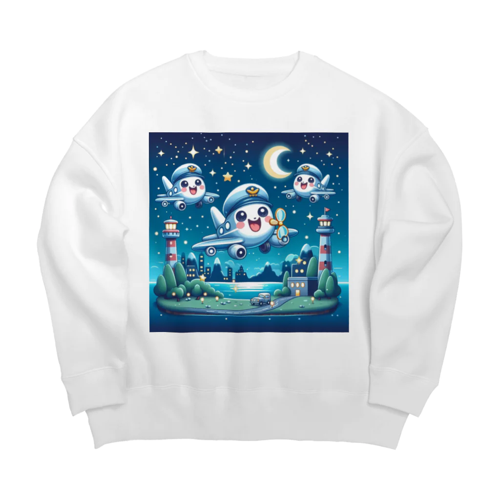 キャラクターズのキラキラ夜景飛行くん Big Crew Neck Sweatshirt