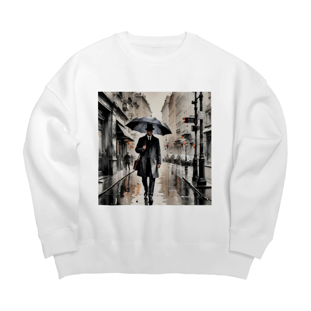 ryouskyの灰色の都会の舗道を歩く紳士 Big Crew Neck Sweatshirt