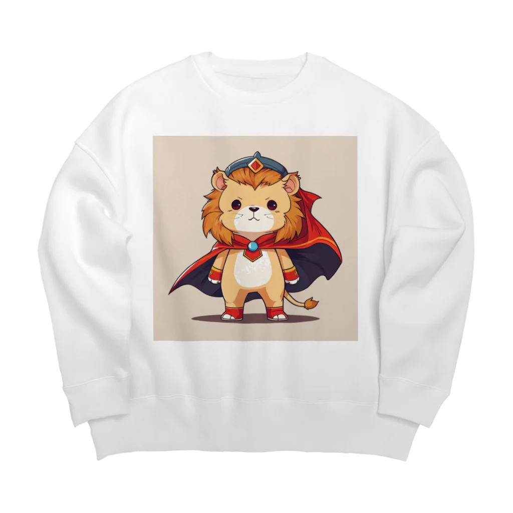 ganeshaのスーパーヒーローのマントを着たかわいいライオン Big Crew Neck Sweatshirt