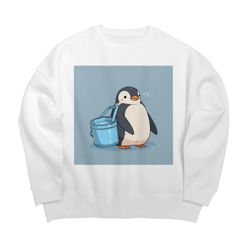 ganeshaのかわいいペンギンとおもちゃのバケツ Big Crew Neck Sweatshirt