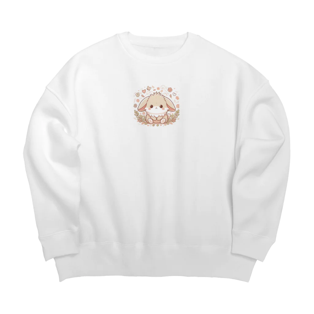 narunaru06のかわいいうさぎのキャラクターグッズです Big Crew Neck Sweatshirt