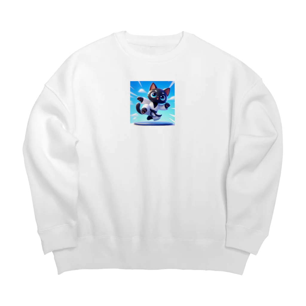 キュート＆クールのハイキック空手家クロネコ君 Big Crew Neck Sweatshirt