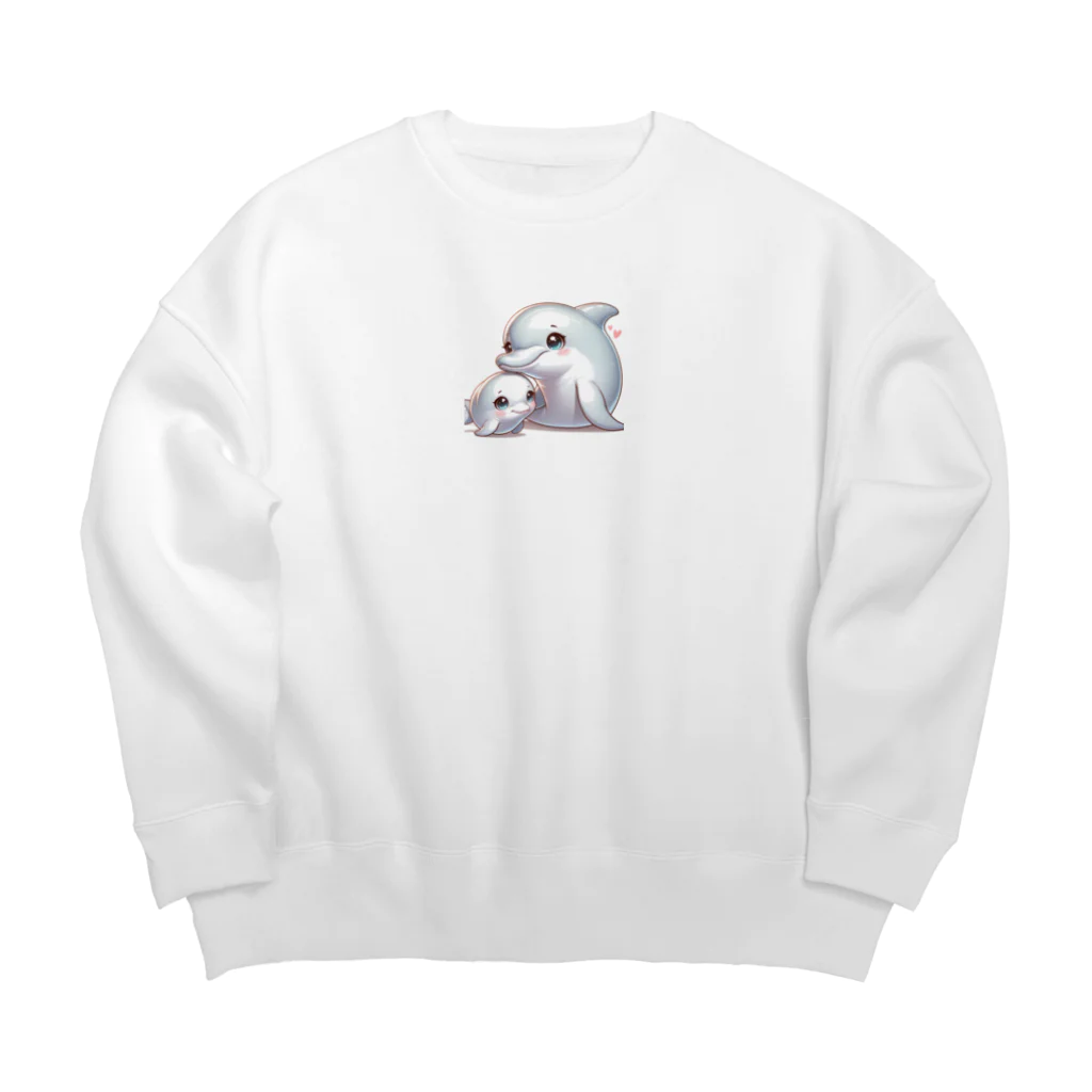 しんすけのイルカの親子 Big Crew Neck Sweatshirt