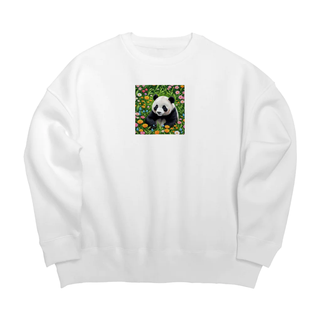 sunflower-10のお花畑のパンダ Big Crew Neck Sweatshirt