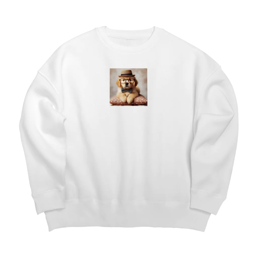 かわうそのめがねいっぬくん Big Crew Neck Sweatshirt