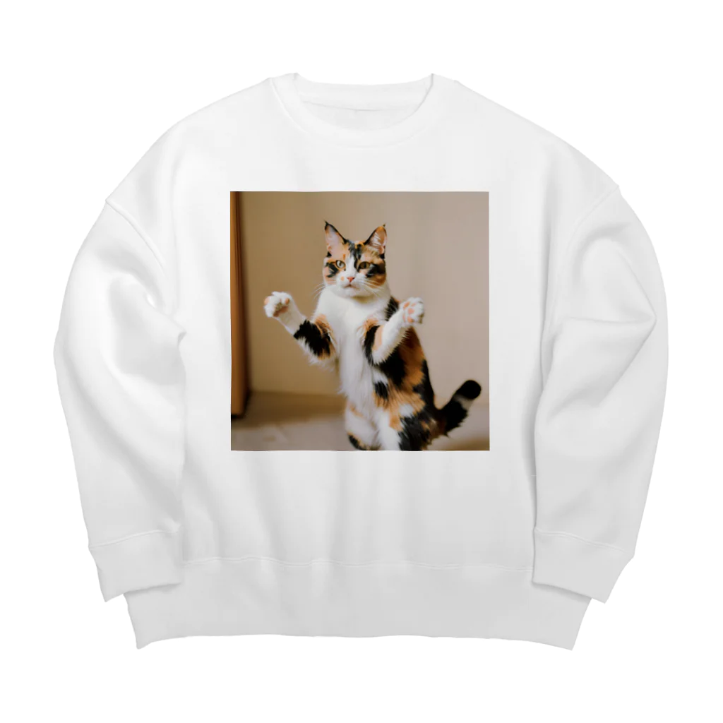 shadowshadowの三毛猫 Big Crew Neck Sweatshirt