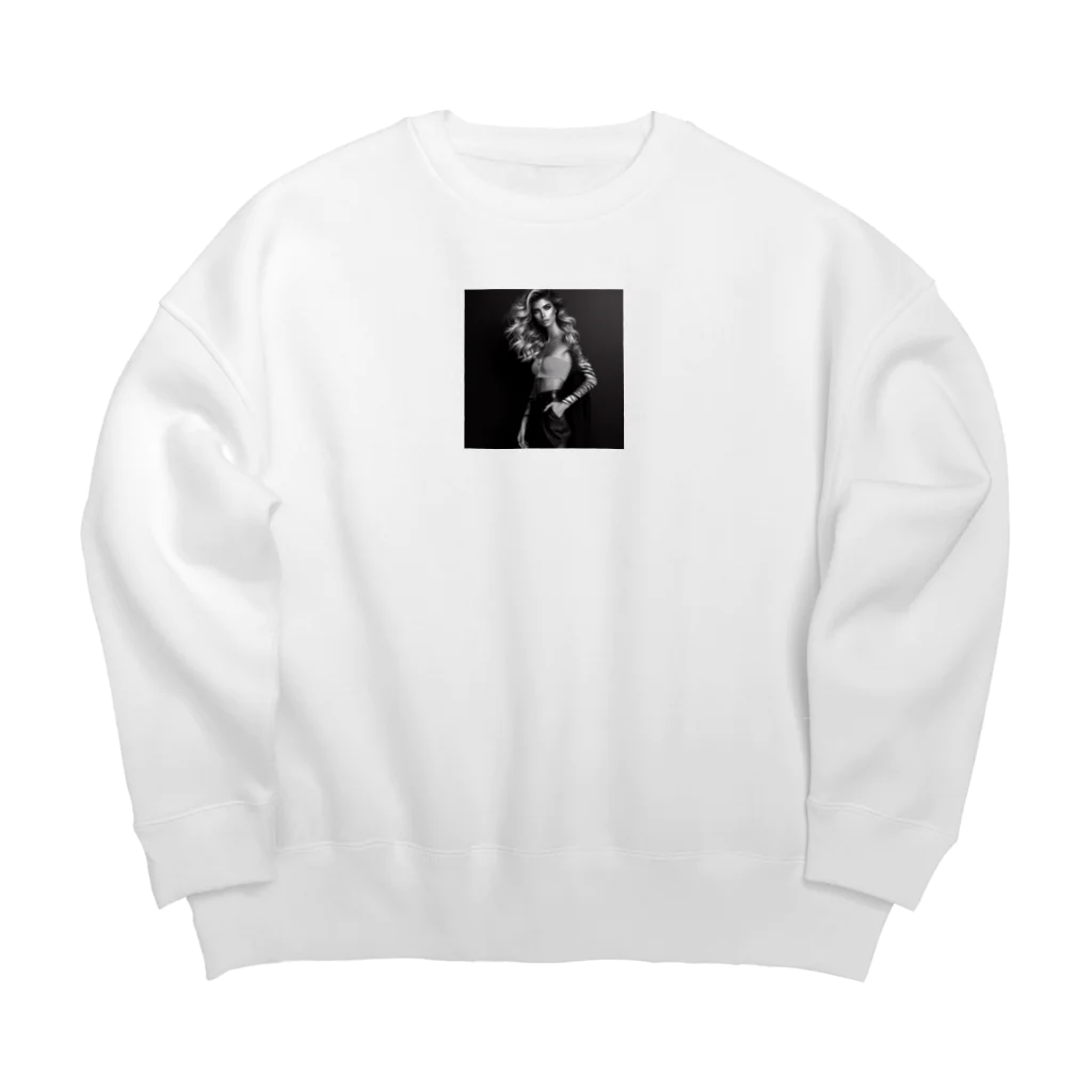 ＮＡＫＡＮＯのモノクロの美女 Big Crew Neck Sweatshirt