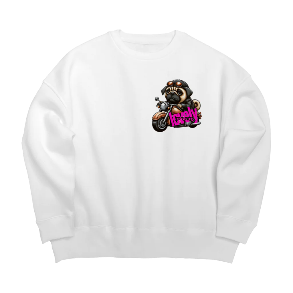 ふんわか ぷにゅのラブリーパグ Big Crew Neck Sweatshirt