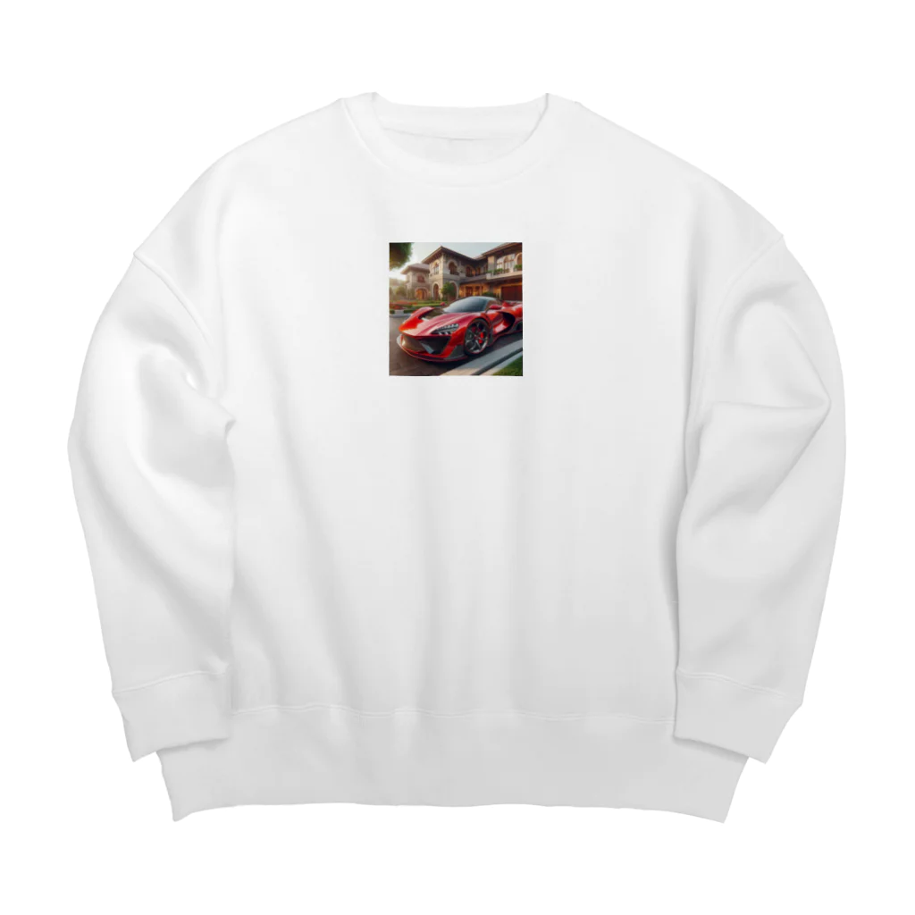 Minashのかっこいい赤いスポーツカー Big Crew Neck Sweatshirt