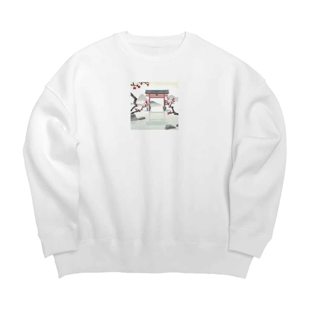 JoyfulMomentsCraftsの桜と鳥居　ー Cherry Blossoms and Torii ー Big Crew Neck Sweatshirt