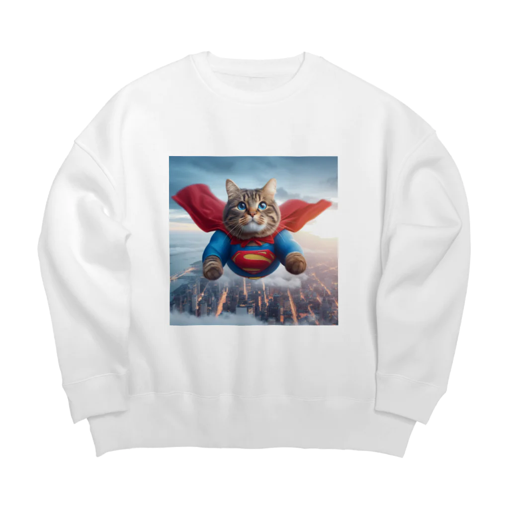 K工房のニャンコヒーロー Big Crew Neck Sweatshirt