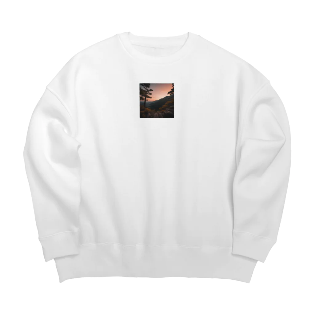 chachamaaruの夕陽が山々にそそぐ美しい光 Big Crew Neck Sweatshirt