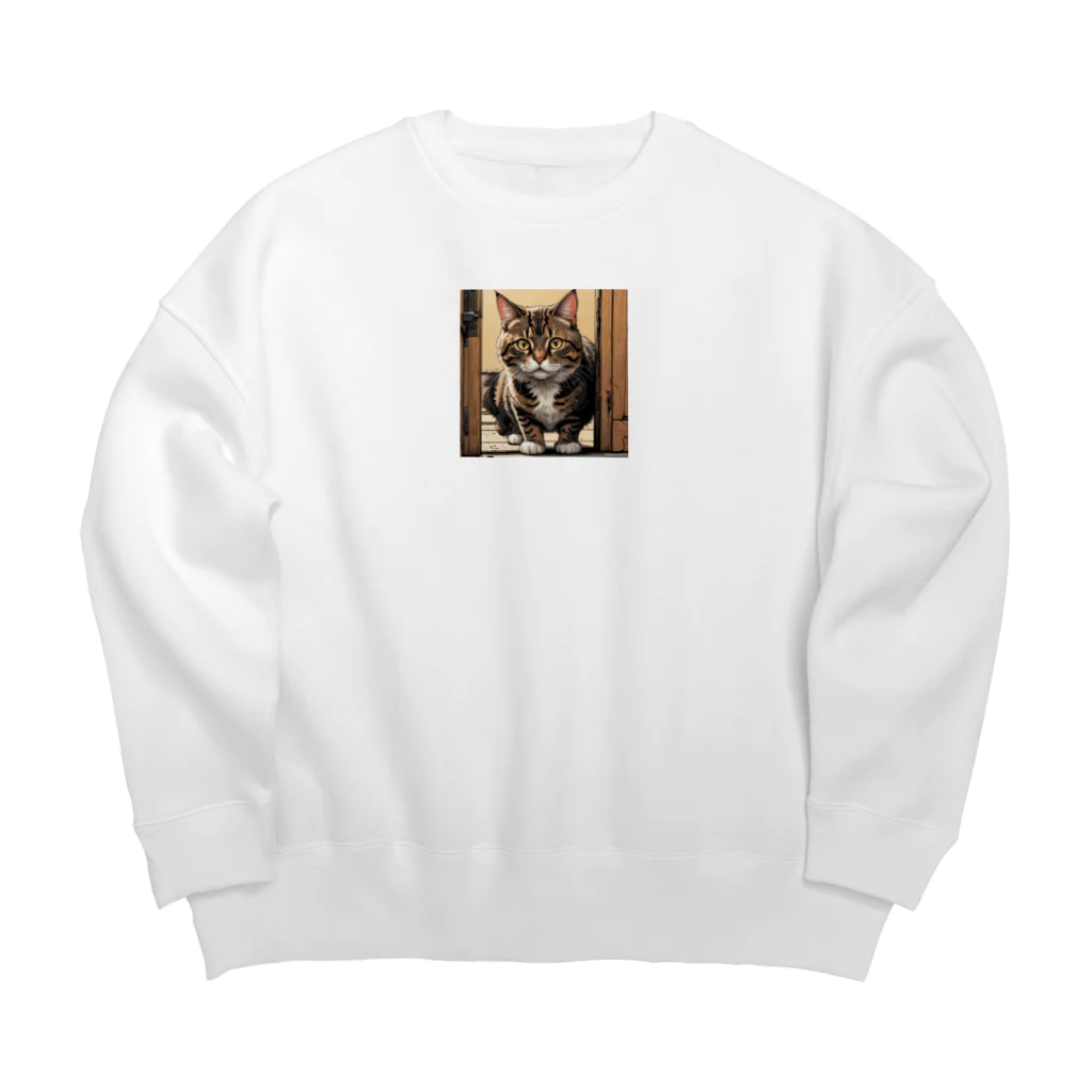 manaco-の覗き猫ちゃん Big Crew Neck Sweatshirt