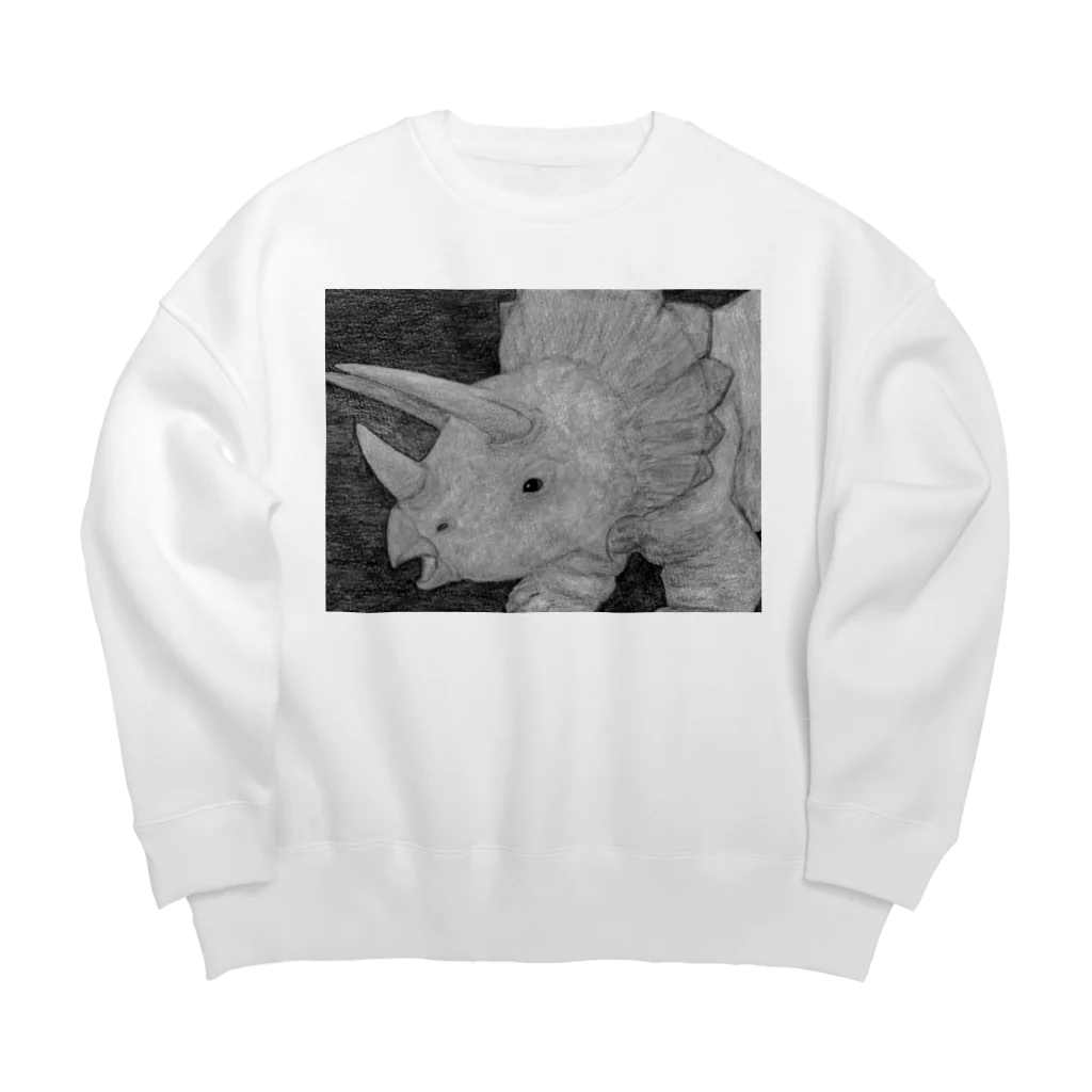 つぎのトリケラトプス　モノクロ Big Crew Neck Sweatshirt