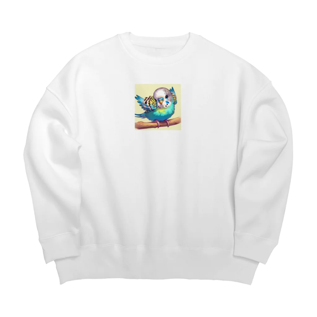 Leicafeの可愛いセキセイインコのグッズ Big Crew Neck Sweatshirt