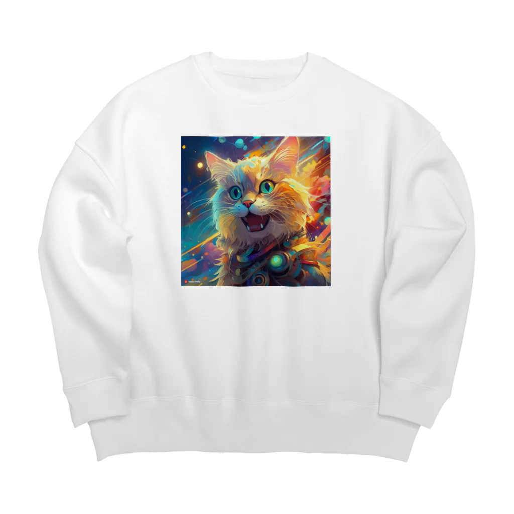 ねこ達と一緒のいかしたねこちゃん Big Crew Neck Sweatshirt