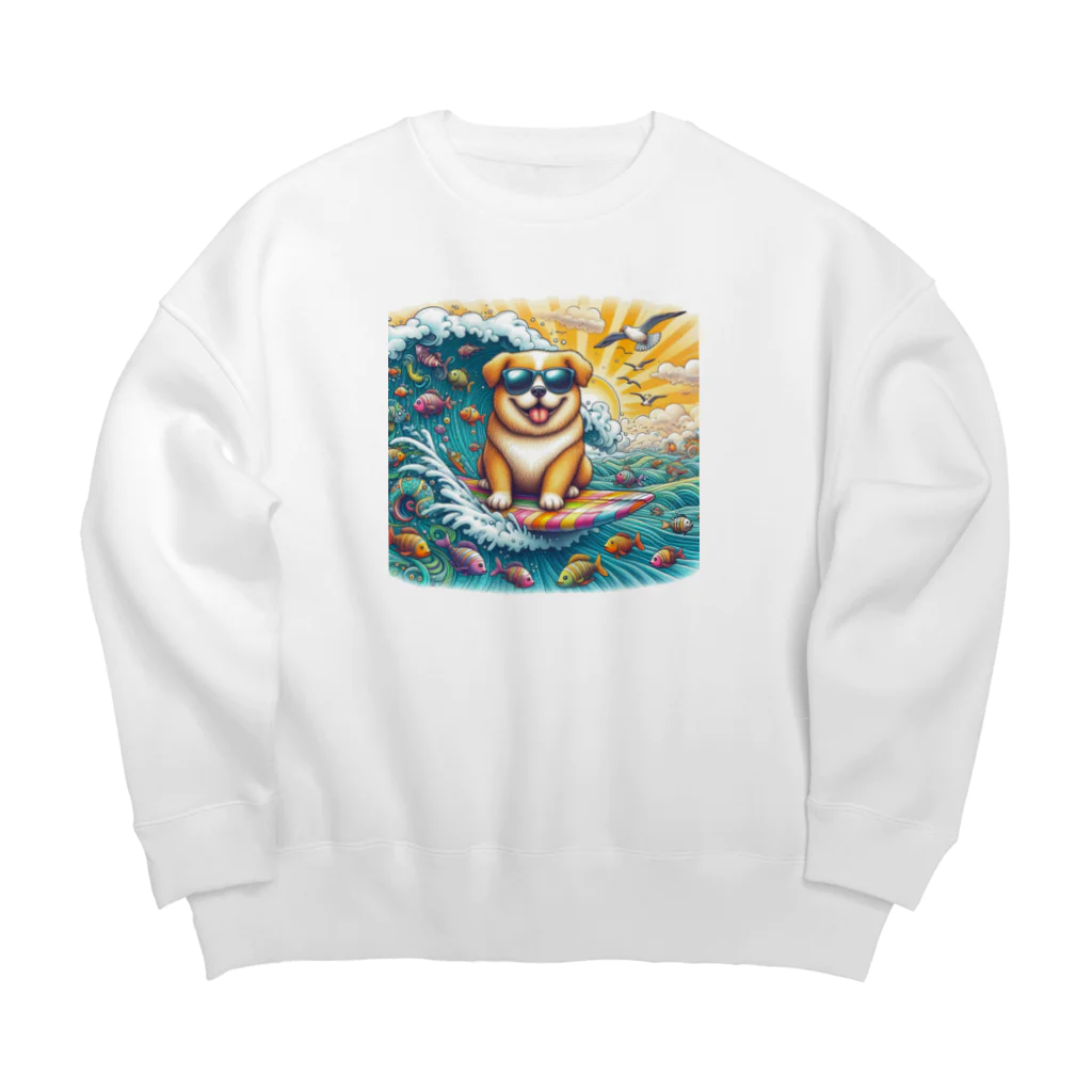 Mizのゆるハウスのサーフィンワンコ Big Crew Neck Sweatshirt