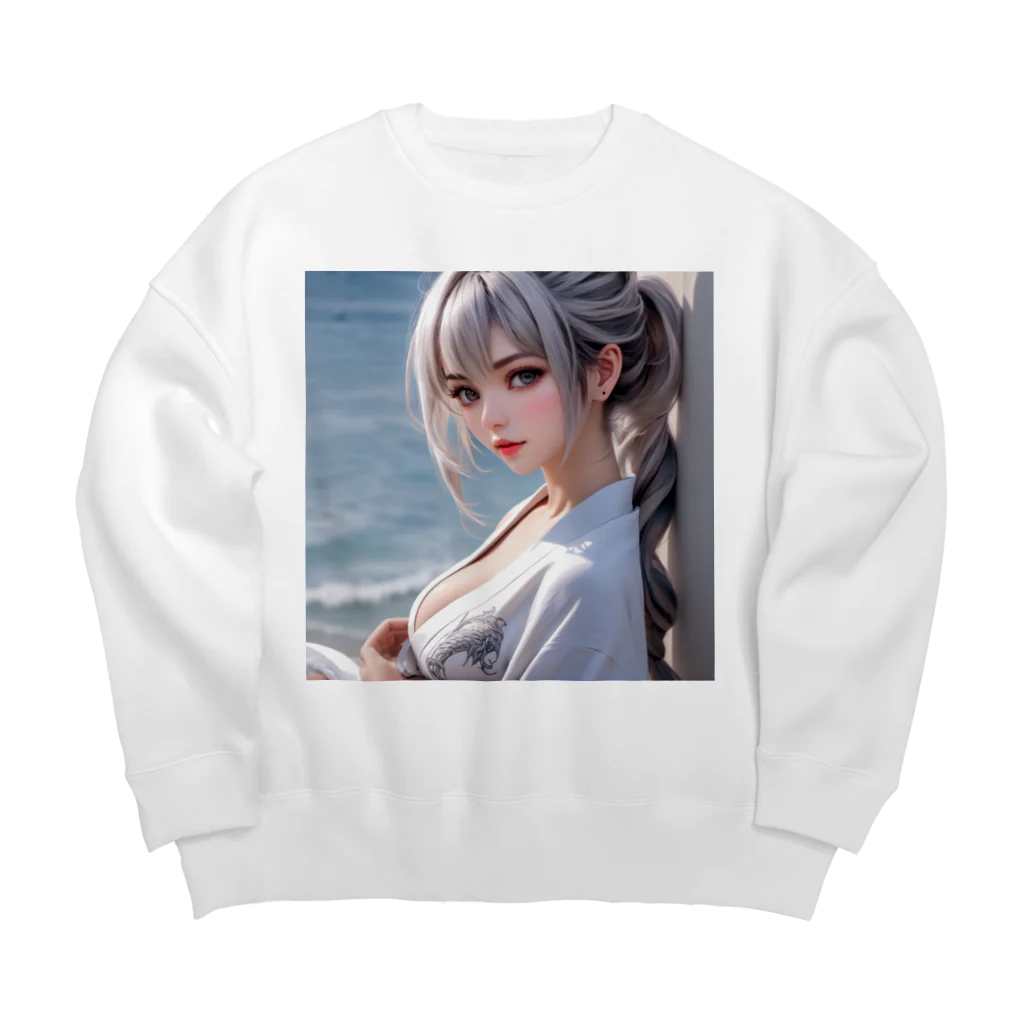 スカ次郎ショップの白髪和服美女シリーズ 0005 Big Crew Neck Sweatshirt