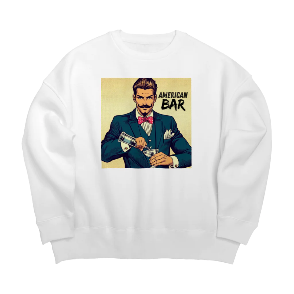 AMERICAN BARのアメコミ風バーテンダー Big Crew Neck Sweatshirt