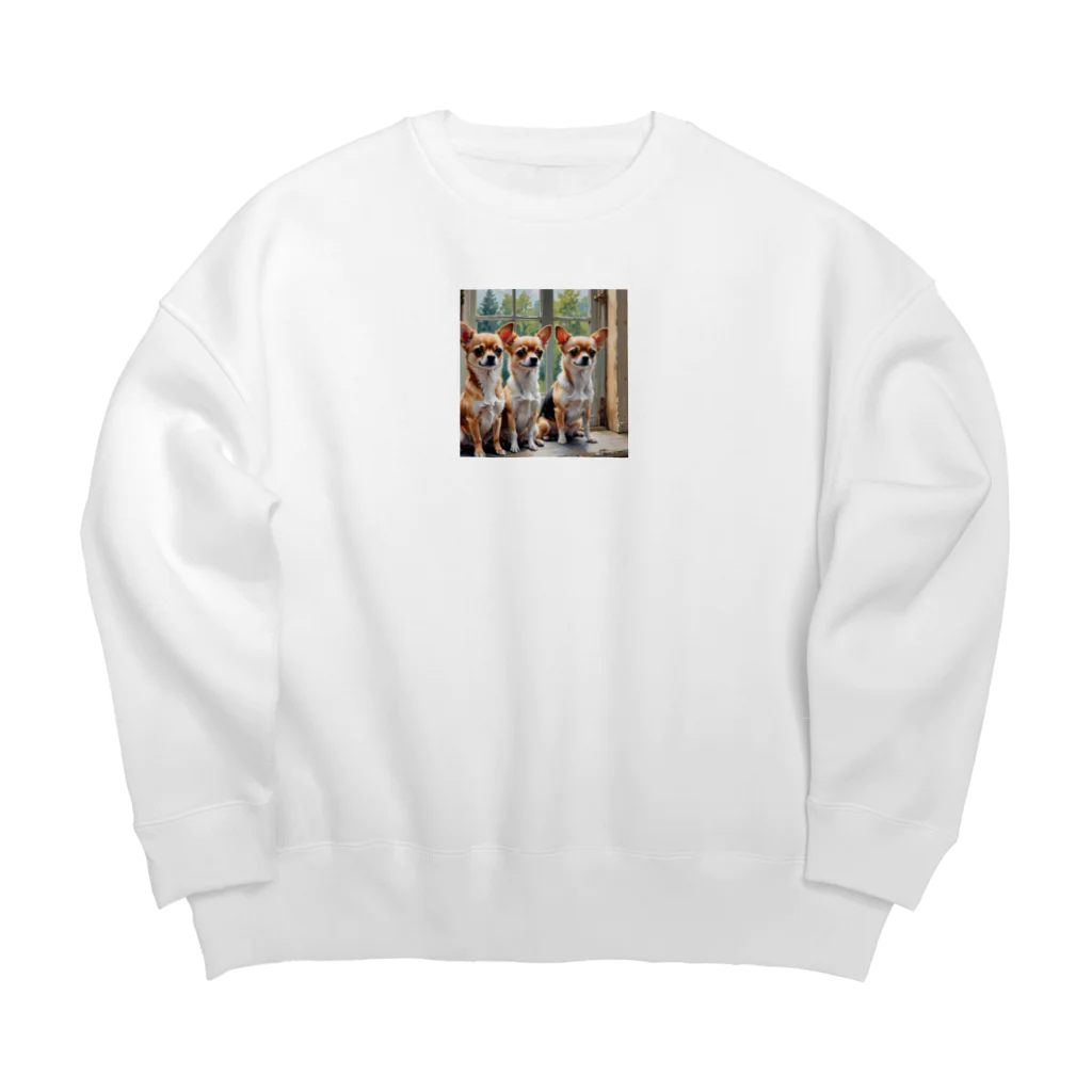 kilkoameaのキュートほのぼのチワワ兄弟 Big Crew Neck Sweatshirt