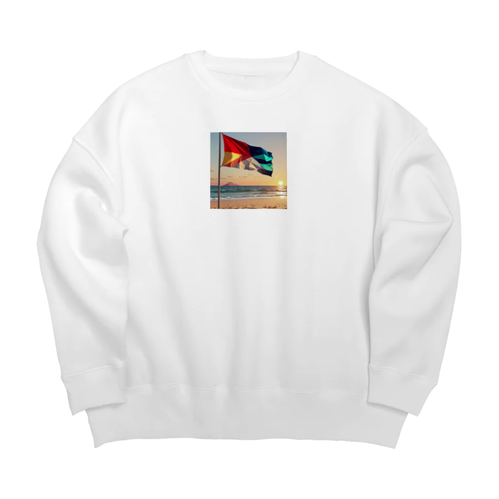 hitayakiの風になびくビーチフラッグ Big Crew Neck Sweatshirt