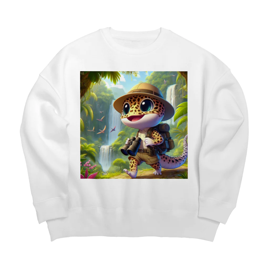 いつでもどこでもヒョウモントカゲモドキくんの探検家のヒョウモントカゲモドキ Big Crew Neck Sweatshirt