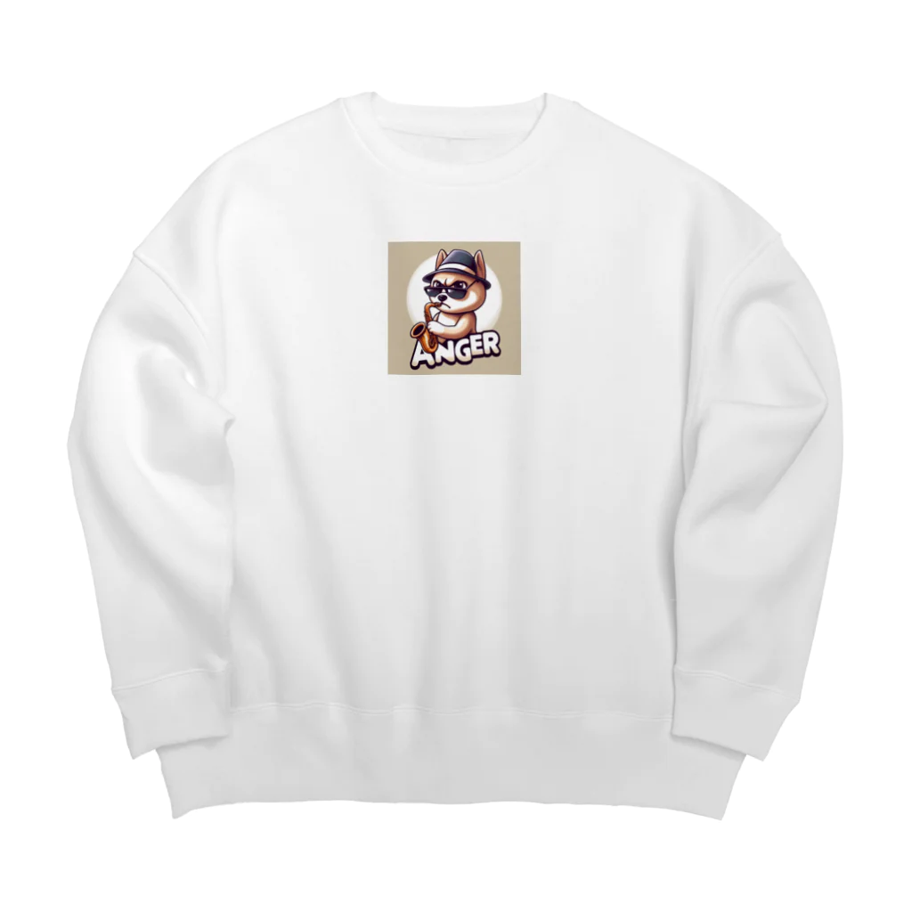 まんじゅ王国の洗練されたジャズ演奏に心躍る愛犬 Big Crew Neck Sweatshirt