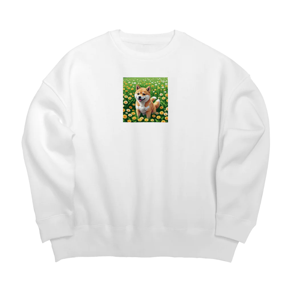 oricoricoのお花畑と柴犬 Big Crew Neck Sweatshirt