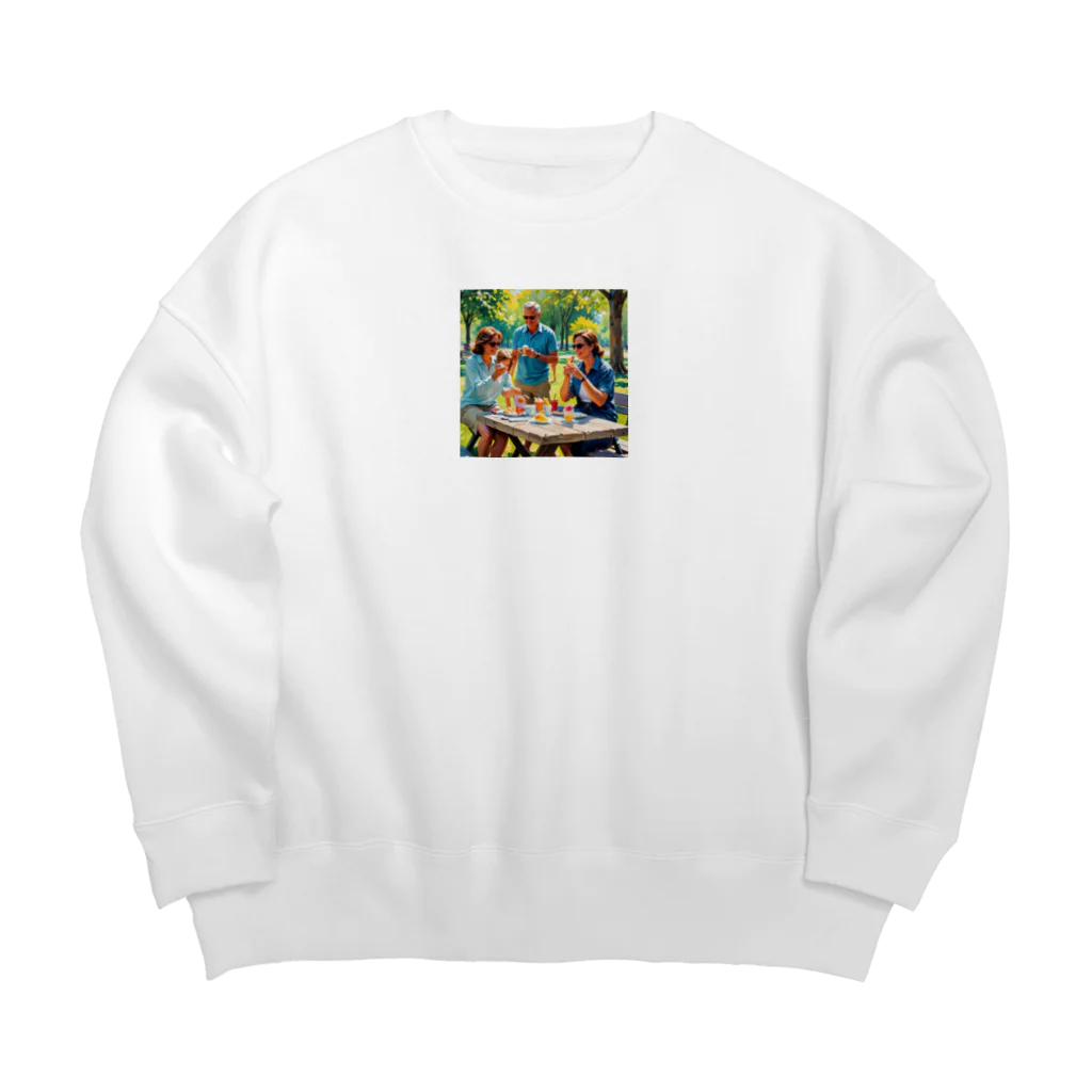 hitayakiのアイスクリームを楽しむ家族 Big Crew Neck Sweatshirt