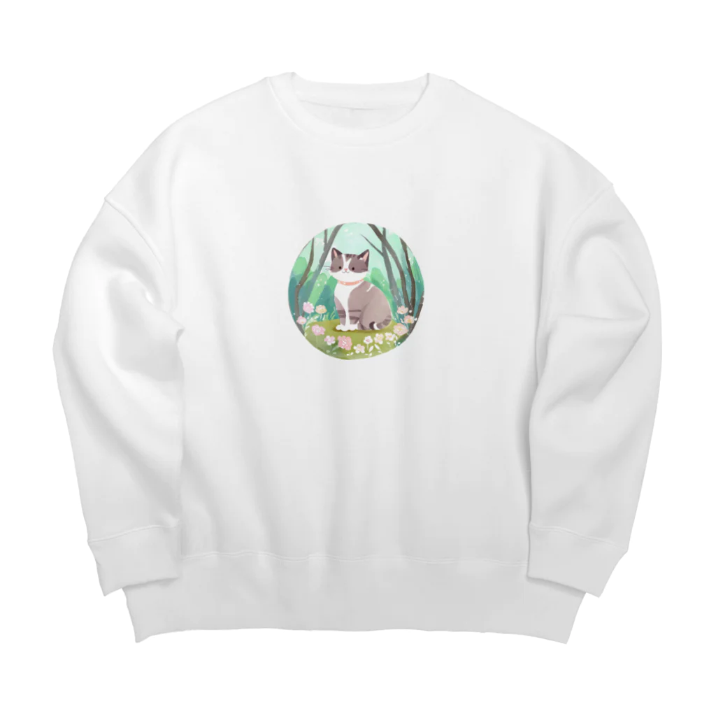 TMRの水彩猫 Big Crew Neck Sweatshirt