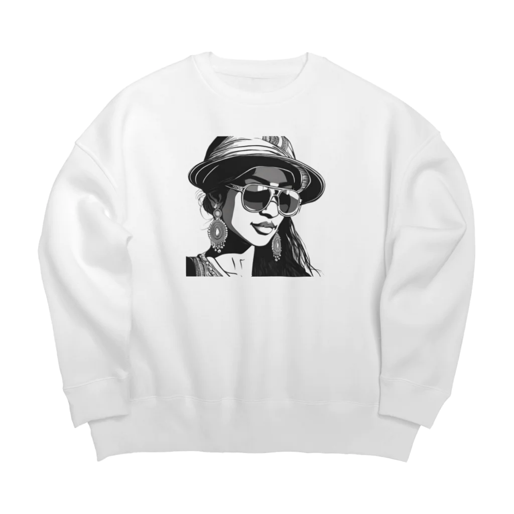 tatsuya05のサングラスガール Big Crew Neck Sweatshirt