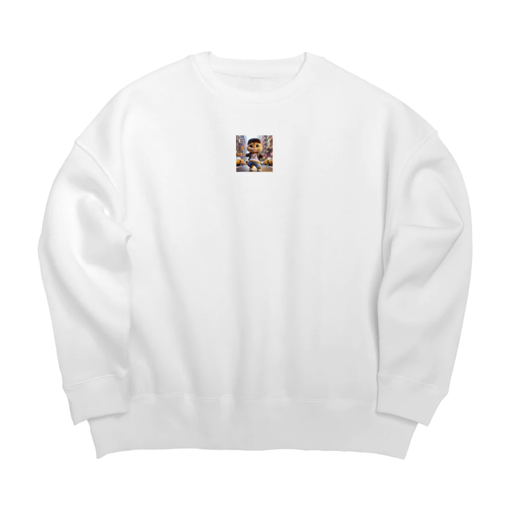 CatCuteClipsのニューヨーク・キャットスタイル：踊るゴールデン（背景） Big Crew Neck Sweatshirt